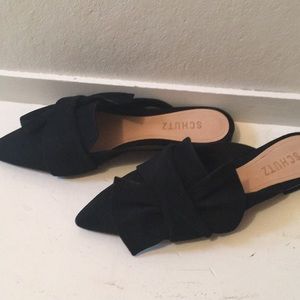 Schutz suede black slides miles flats size 6